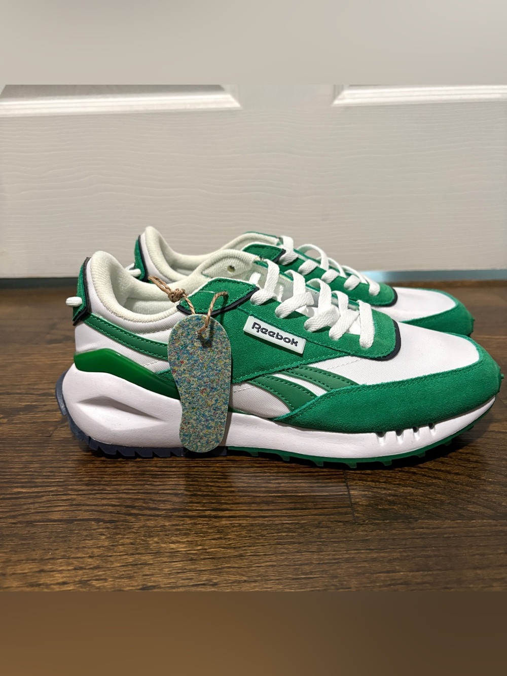 Reebok Women’s Green & White Low-Top Suede Sneakers - Picture 3 of 9